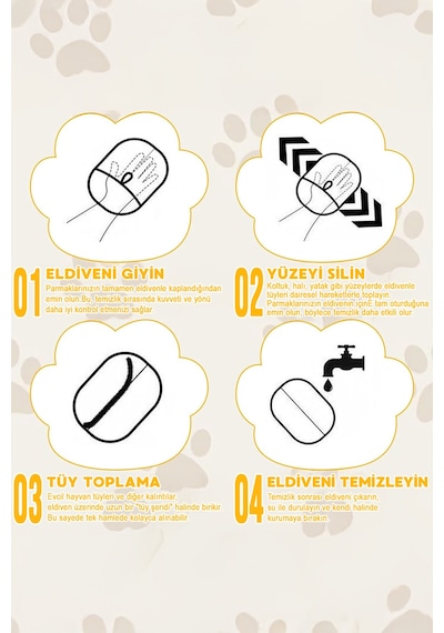Teknetstore Kedi Köpek Tüy Toplayıcı Yıkanabilir Statik Eldiven Koltuk Halı Elbise Tüy Temizleme Aparatı 2'li