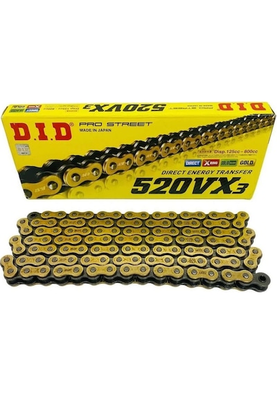 Did 520-108vx3 1991-1996 Kawasaki Kle 500 Uyumlu Zincir Vx3 Xring Gold Sarı Renk