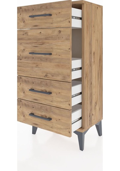 Arges Komodin 4 Çekmeceli 44x30x96 Çam-çam Çam