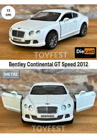 2012 Bentley Continental Gt Speed Çek Bırak Kapıları Açılabilen Metal Model Araba - Beyaz 11.5 Cm