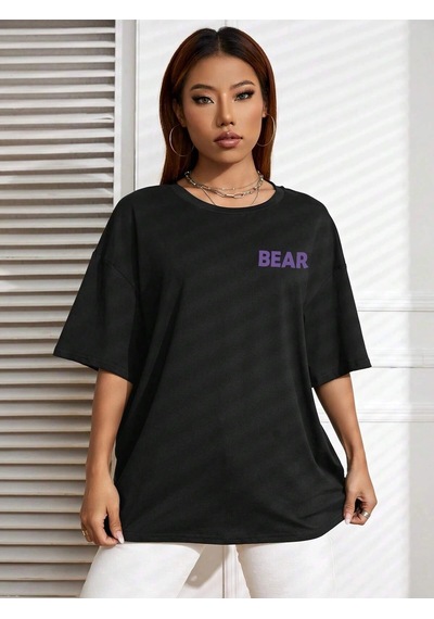 Startmore Adrift Karikatür Ve Grafik Tasarım Oversize T-shirt Cartoon/letter Serisi Kod17 Siyah
