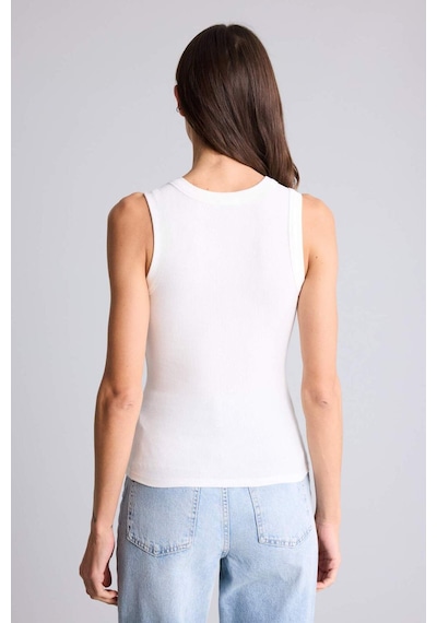 Defacto Slim Fit Dar Kesim Basic Düz Bisiklet Yaka Fitilli Kaşkorse Atlet F8721ax25auwt32 Beyaz