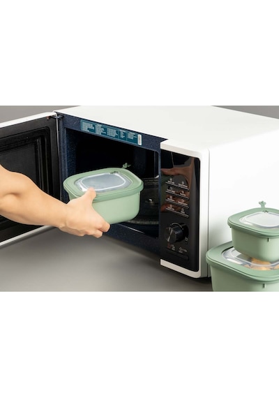 3lü Mikrodalga Ve Difriz Kullanımına Uygun Vakumlu Sızdırmaz Saklama Kabı Seti 600-1100-1800 Ml Yeşil