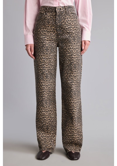 Defacto Leopar Desenli Straight Fit Cepli Normal Bel Uzun Gabardin Pantolon I8221ax26wnbn341 Kahve-bn341