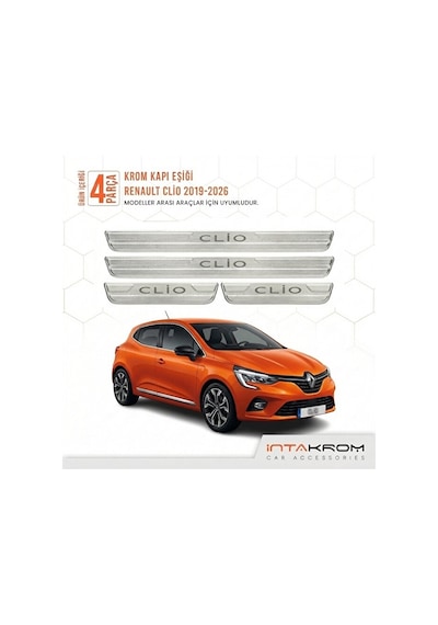 Renault Clio V 2019-2026 Uyumlu Satine Krom Kapı Koruma Eşiği 4 P