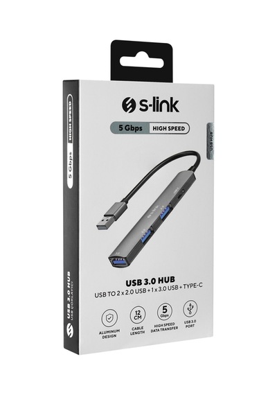 S-lınk Sw-u322 Usb3.0 To 2xusb 2.0 1xusb 3.0 1xtype-c Metal Usb Hub 1923 Renkli