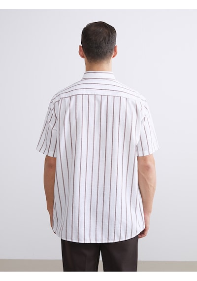 Lcwaıkıkı Classic Kahverengi Regular Fit Çizgili Erkek Gömlek