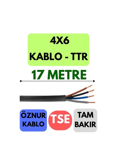 Öznur 4x6 Ttr Kablo Metre Seçenekli Siyah - 17 Metre