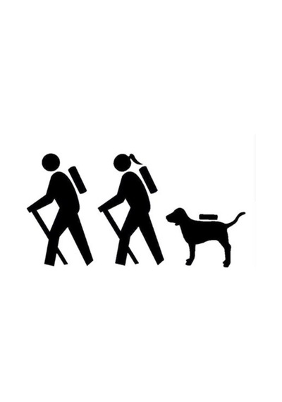 Çift Yürüyüş Köpek Kamp Aile Araba Sticker