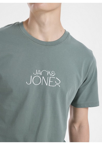 Jack & Jones Yeşil Erkek %100 Pamuk Regular Fit T-shirt 12306242 Jorcurve Tee Ss Crew Bss26