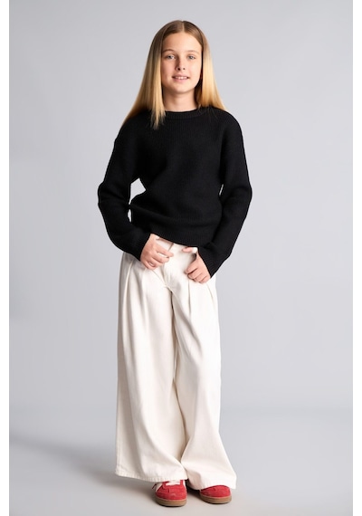 Defacto Wıde Leg Cepli Gabardin Geniş Paça Pantolon Kız Çocuk I2678a826auer105 Ekru-er105