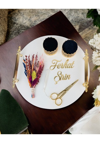 Commitment Polyester Söz Nişan Tepsisi Beyaz Beyaz