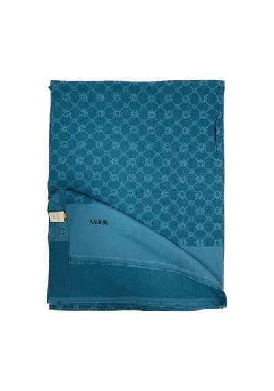 Aker Elegance Monogram Şal - Petrol Mavi 924 Petrol Mavi Petrol Mavi
