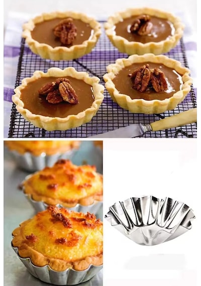 Paslanmaz Mini Kek Kalıbı, Tart, Tartolet, Brownie Muffin Kalıbı 6 Adet Metal Metalik Diğer