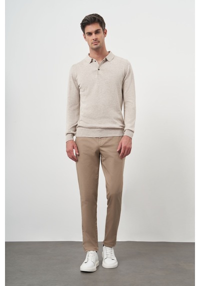Morven Erkek Bej Basic Polo Yaka Dynamic Fit Rahat Kesim Triko 26kc017003653 Bej