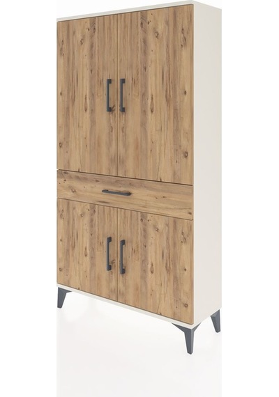 Arges Dolap 4 Raflı Tek Çekmeceli 4 Kapaklı 88x30x163 Aytaşı-çam Aytaşı
