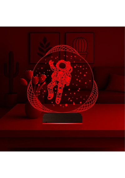 Luvivia Astronot Uzay 3d Lamba - Masa Gece Lambası V3 Şeffaf