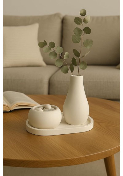 3 Parça El Yapımı Masaüstü Organizer Set Minimalist Kalemlik, Mumluk Ve Tepsi Modern Masa Dekoru Beyaz - Çok Renkli 3 Parça El Yapımı Masaüstü Organizer Set Minimalist Kalemlik, Mumluk Ve Tepsi Modern Masa Dekoru Beyaz - Çok Renkli