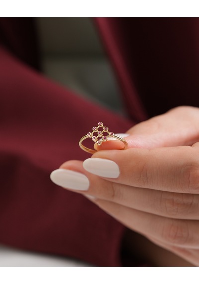 Debora Jewelry 14 Ayar Altın Dizili Model Pembe Turmalin Taşlı Yüzük