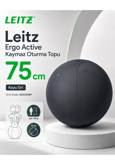 Leitz Ergo Active Kaymaz Oturma Topu 75 Cm - Koyu Gri - Kod:65430089