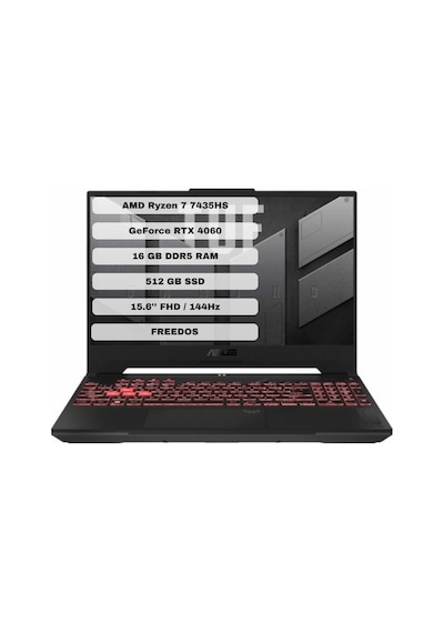 Asus Tuf Gaming A15 FA507NVR-LP005 R7-7435HS 16 GB 512 GB SSD RTX4060 15.6" Dos FHD Dizüstü Bilgisayar