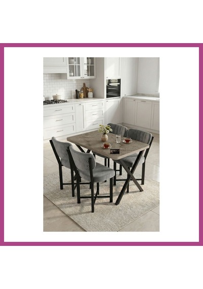 Gees Global Elma Masa Seti Gri Antrasit 110x70 Cm Gbzs Gri - Antrasit