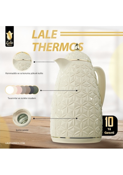 Lale Thermos Cam Hazneli Termos 9034 0.6 Lt Kahve & Çay 12 Saat Sıcak / 24 Saat Soğuk Yerli Üretim Charmy Pembe