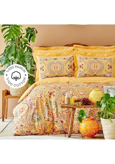 Karaca Home Manas Hardal %100 Pamuk Çift Kişilik Nevresim Takımı Hardal