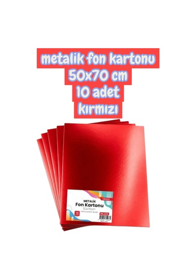 Kırmızı Metalik Fon Kartonu 50x70 Cm 10 Adet 1