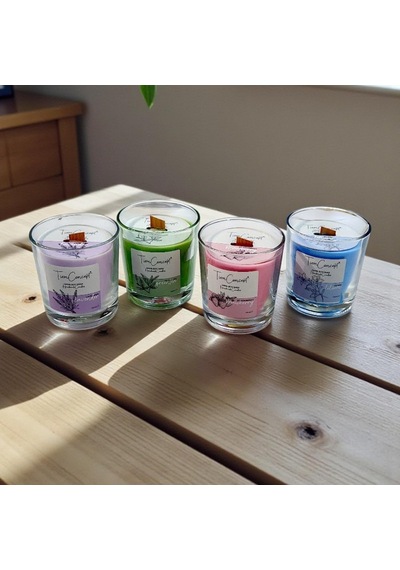 Kokulu Mum - 150 Gr Ahşap Fitilli Kokulu Mum %100 Doğal Soya Mumu Özel Hediye Kutulu Parafinsiz Saf Soya Wax Lilyum Diğer