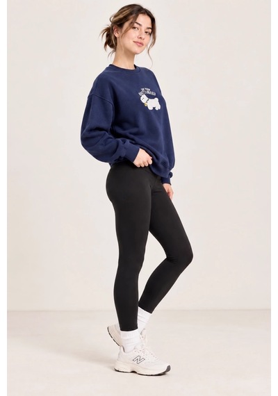 Bbbutikbasic Kadın Kuzu Nakışlı Bisiklet Yaka 3 İplik Sweatshirt My3535 Lacivert