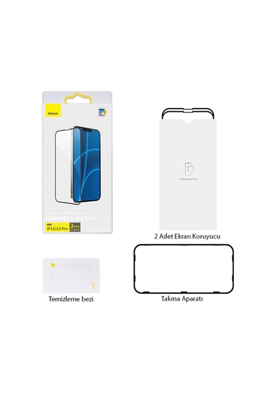 Baseus Apple Uyumlu   iPhone 13 Mini 0.23Mm Full Kavisli Ekran Koruyucu Cam Siyah