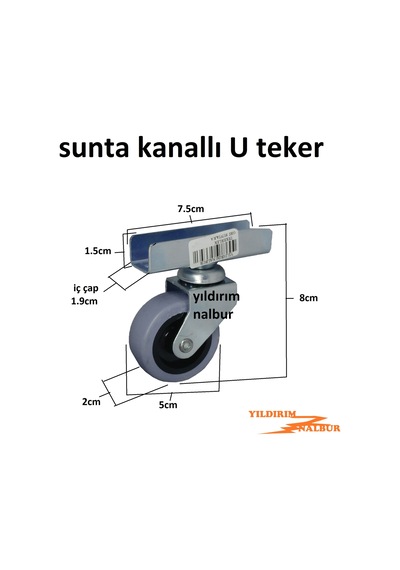 Sehpa Tekerleği Masa Tekerleği Sunta Kanallı Uzun Tip Tekerlek