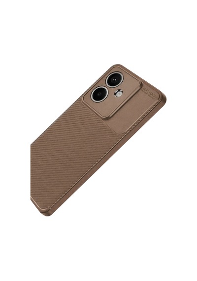 Cosmotex Newface Oppo A3 Kılıf Auto Focus Karbon Kapak - Kahverengi