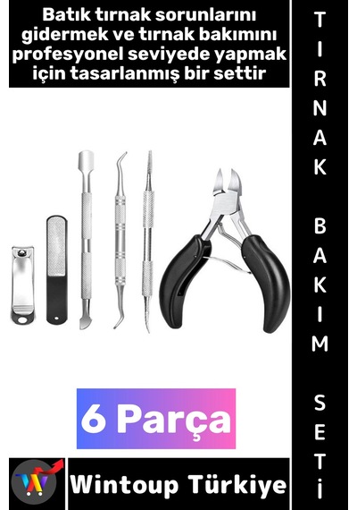 Tırnakbakım Premium Güzellik Salonu Manikür Pedikür Çantalı Batık Tırnak Çıkarma Bakım Seti 6 Parça