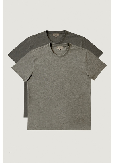 Ac&Co / Altınyıldız Classics 554388800 Slim Fit Bisiklet Yaka Düz Erkek Tişört 2'li Gri