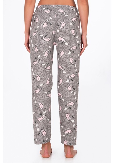 Kompedan Kadın Süet Kedi Desenli Pijama Tek Alt Desen 1
