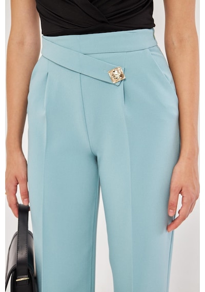 Lovelf Kare Düğme Bol Paça Pantolon Mint Yeşili Mint Yeşili