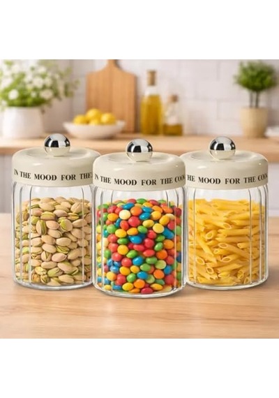 3 Lü Cam Kavanoz Seti 450 Ml Hava Geçirmez Kapaklı, Çok Amaçlı Saklama Kabı 12 Izgara