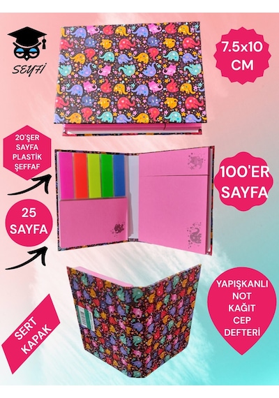 Yapışkanlı Not Kağıdı Cep Defteri Model Post-it Defteri Yapışkanlı Kağıt Seti Dinozor