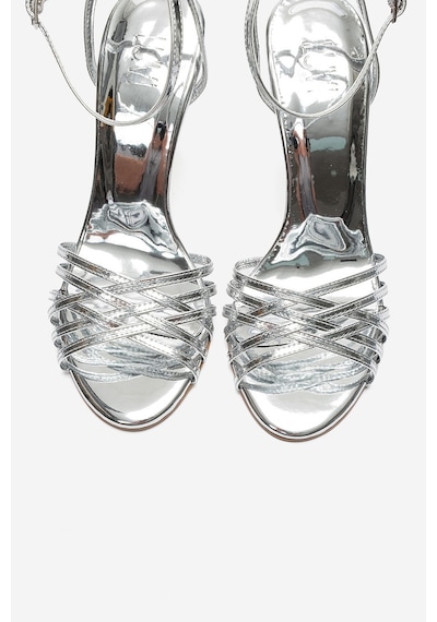 Luvishoes Lorıon Gümüş İnce Bantlı Kadın Topuklu Ayakkabı