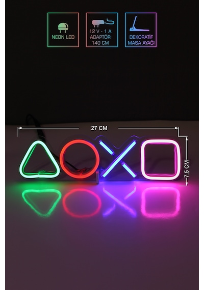 Playstation Neon Led / Gece Lambası / Game Dekoratif Lamba / Işıklı Ps / Play Station Ambians Işığı Renkli