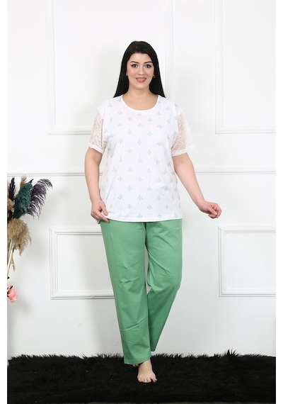 Akbeniz Kadın 5xl-6xl-7xl-8xl Büyük Beden Kısa Kol Pijama Takım 75001-beyaz Beyaz Akbeniz Kadın 5xl-6xl-7xl-8xl Büyük Beden Kısa Kol Pijama Takım 75001-beyaz Beyaz