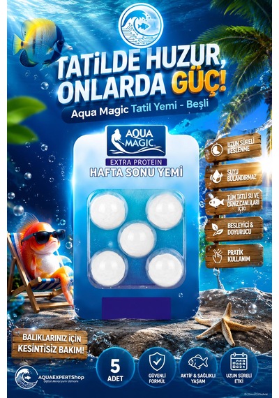 Balık Tatil Yemi - Beşli Paket - Ekstra Protein - Yavaş Salınım - Uzun Süreli Beslenme - Balıklarınız Güvende Kalır