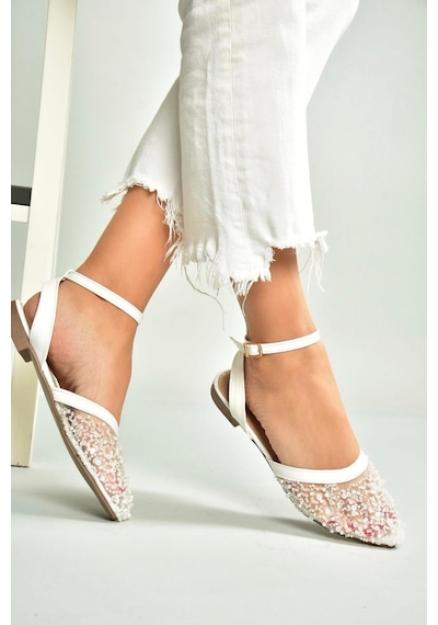 Fox Shoes U726544115 Beyaz File Kadın Babet Beyaz-file