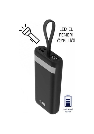 20,000 mAh Kablolu Taşınabilir Kendinden Kablolu Şarj Cihazı Powerbank