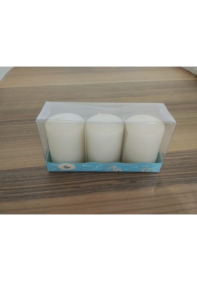 3'Lü Kokusuz Bozkurt Silindir Mum 5*7Cm Krem (350095945)