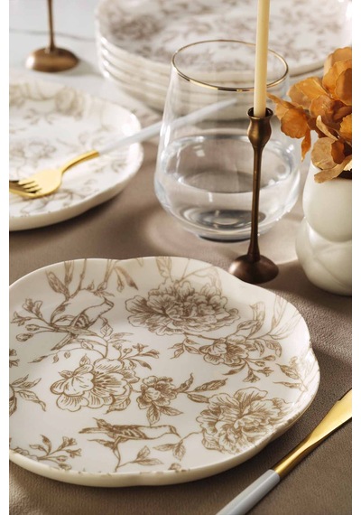 Kütahya Porselen Fleur 5 Parça 20 Cm Pasta Tabağı Çok Renkli