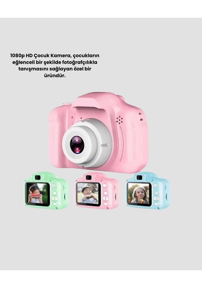 8mp Mini Çocuk Fotoğraf Makinesi - Pembe Ses Kaydı Özellikli Çok Renkli