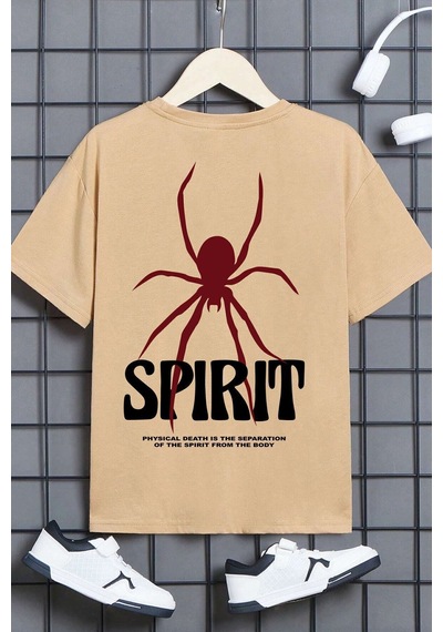 Uyguntarz Çocuk Spirit Baskılı Pamuklu Tshirt Bej